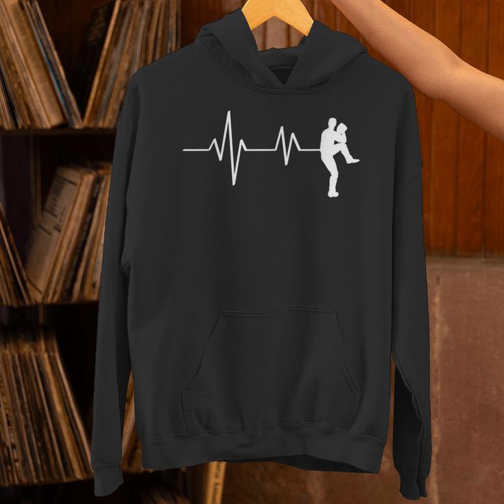 Baseball Heartbeat Pitcher Position Simple Line Art Unisex Hoodie