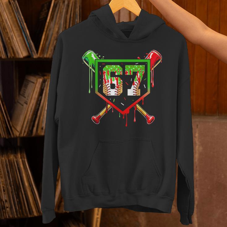 Baseball Ice Cream Drip Number 67 Player 6 7 Christmas Pjs Unisex Hoodie
