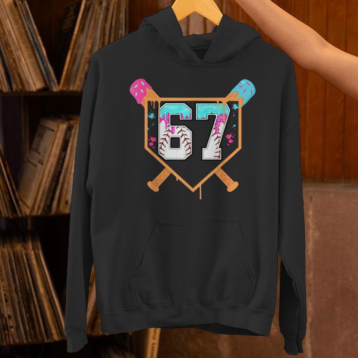 Baseball Ice Cream Drip Number 67 Player Six Seven Meme 6 7 Unisex Hoodie
