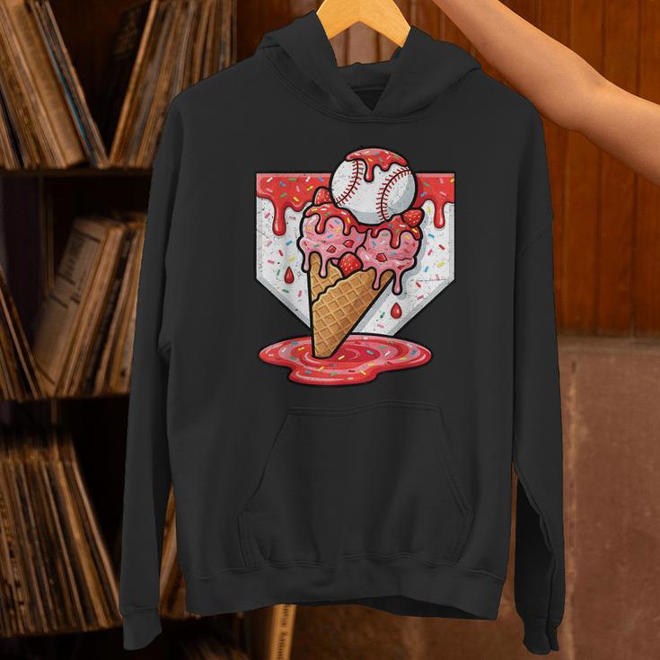 Baseball Ice Cream Drip Baseball Strawberry For Youth Red Unisex Hoodie Baseball Ice Cream Drip Baseball Strawberry For Youth Red Unisex Hoodie