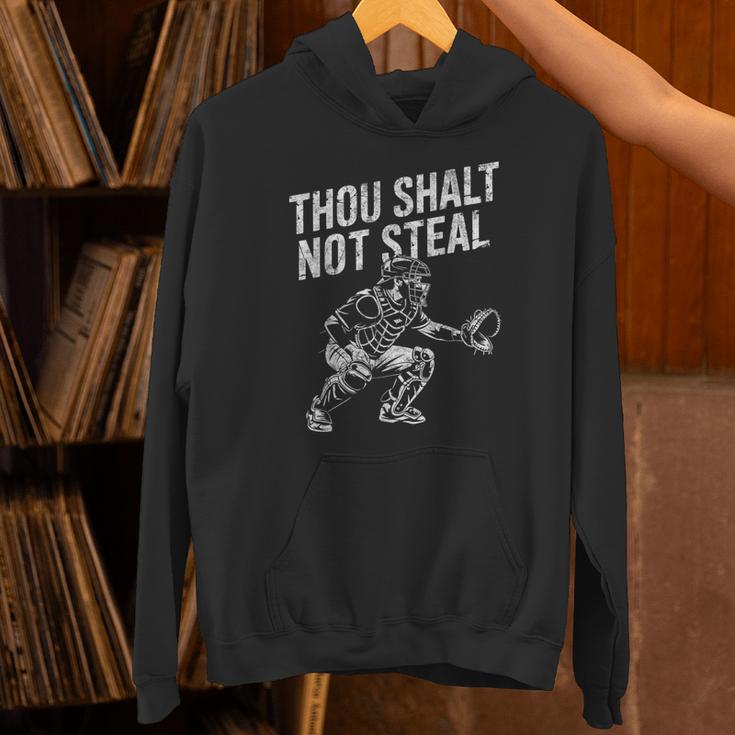 Baseball Player Catcher Thou Shalt Not Steal Coach Baseball Unisex Hoodie Baseball Player Catcher Thou Shalt Not Steal Coach Baseball Unisex Hoodie