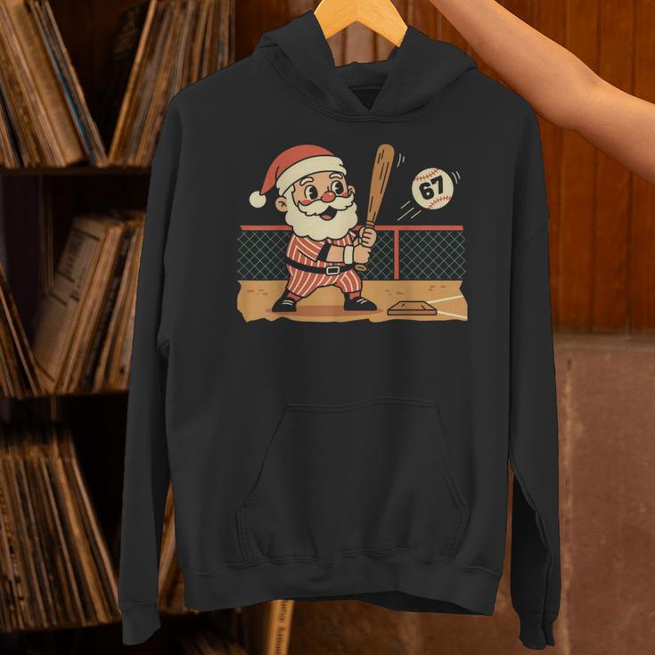 Baseball Santa 67 Christmas Xmas Boys Retro Unisex Hoodie