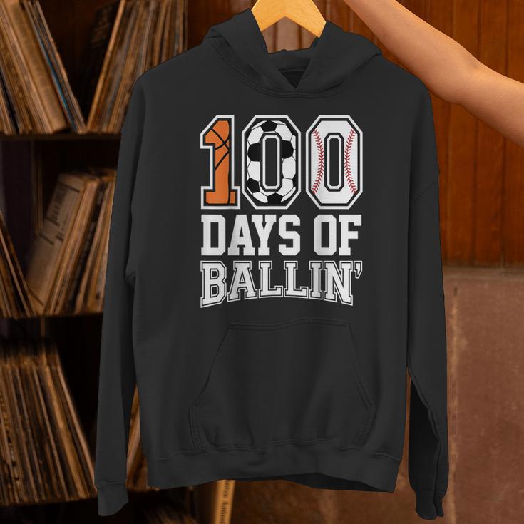 Baseball Soccer Basketball 100 Days Of School Unisex Hoodie Baseball Soccer Basketball 100 Days Of School Unisex Hoodie