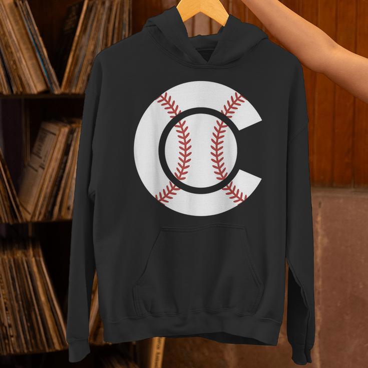Baseball Sport Player Graphic Monogram Initial Letter C Unisex Hoodie Baseball Sport Player Graphic Monogram Initial Letter C Unisex Hoodie