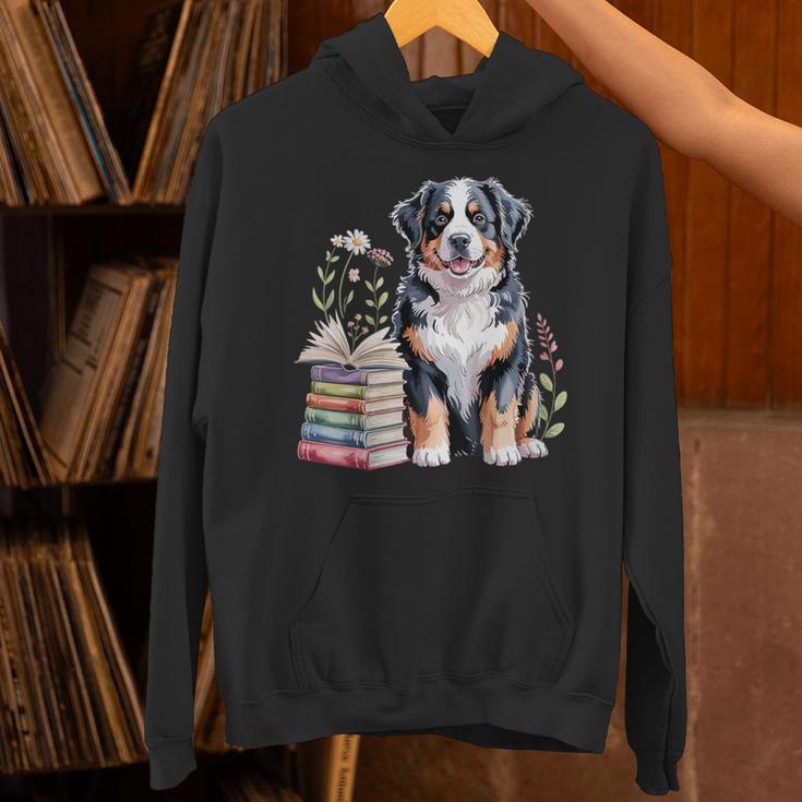 Bernese Mountain Dog Berner Bookworm Flowers Book Reading Unisex Hoodie Bernese Mountain Dog Berner Bookworm Flowers Book Reading Unisex Hoodie