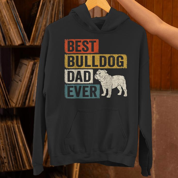 Best Bulldog Dad Ever レトロ ヴィンテージ ブルドッグデザイン パーカー