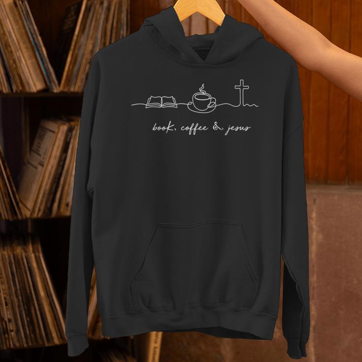 Book Coffee Jesus Christian Graphic Love Jesus Bookish Unisex Hoodie