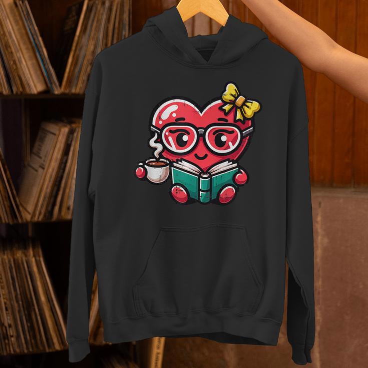 Book Coffee Valentines Cute Heart Lover Women Girl Unisex Hoodie