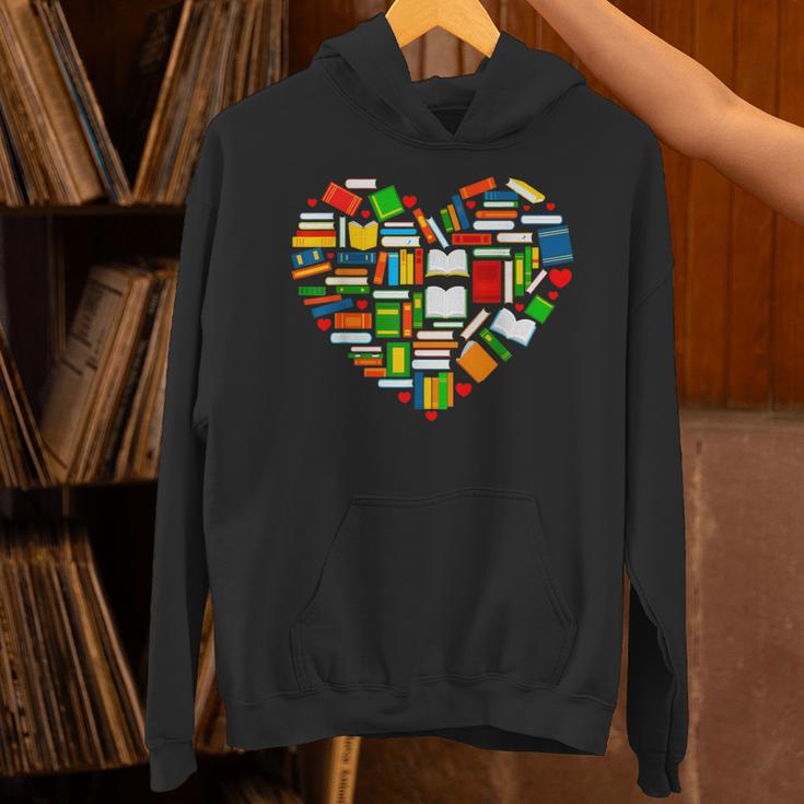 Book Lover Librarian Books Heart Valentine Unisex Hoodie