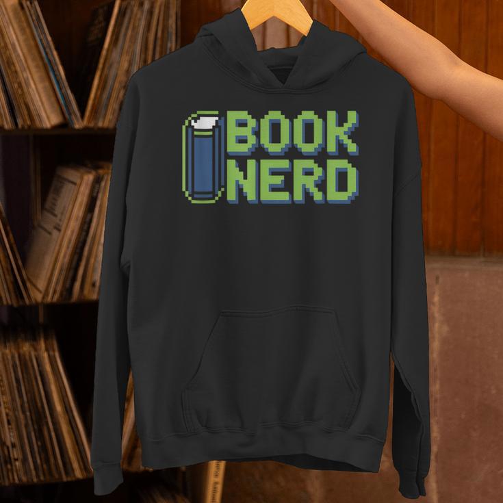 Book Nerd Pixel Retro Reading Bibliophile Gamer Unisex Hoodie