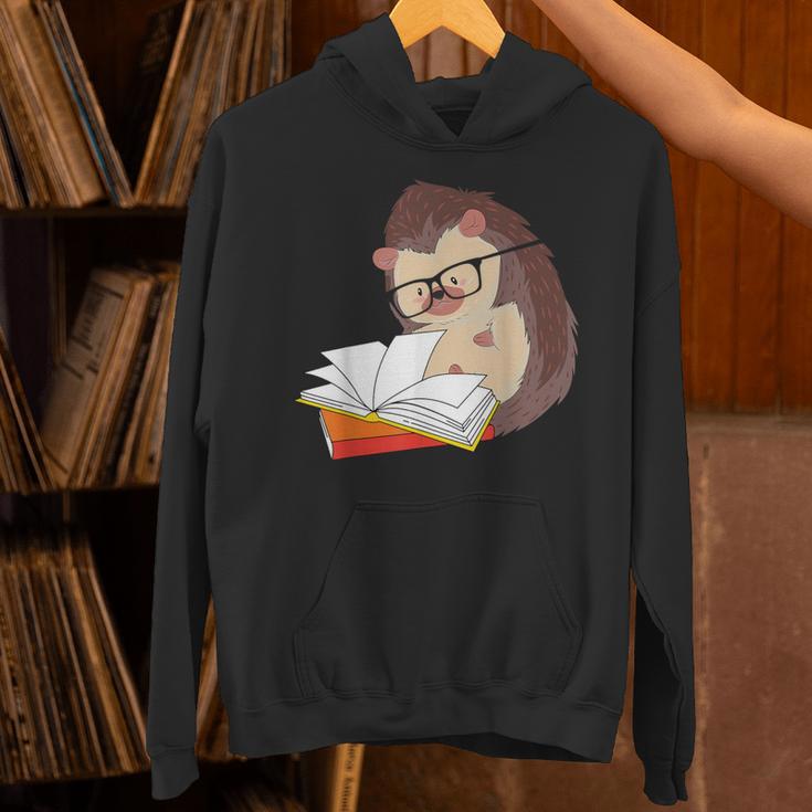 Book Reading Bookworm Forest Animal Wildlife Cute Hedgehog Unisex Hoodie