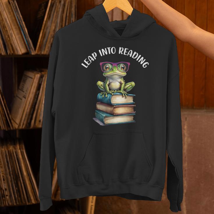 Book Reading Cute Frog Leap Into Reading Unisex Hoodie Book Reading Cute Frog Leap Into Reading Unisex Hoodie