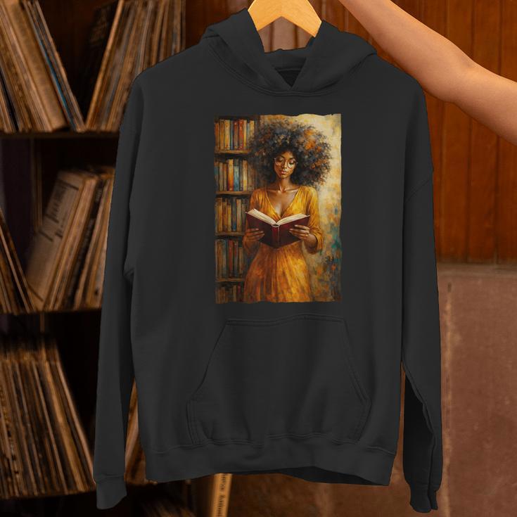 Bookish Melanin Afro Girl Reading Book Bookstore Woman Unisex Hoodie