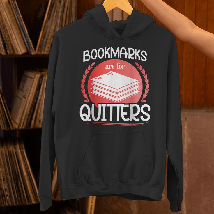 Bookmarks Are For Quitters Reading Reader Book Lover Teacher For Men Women Kids Unisex Hoodie