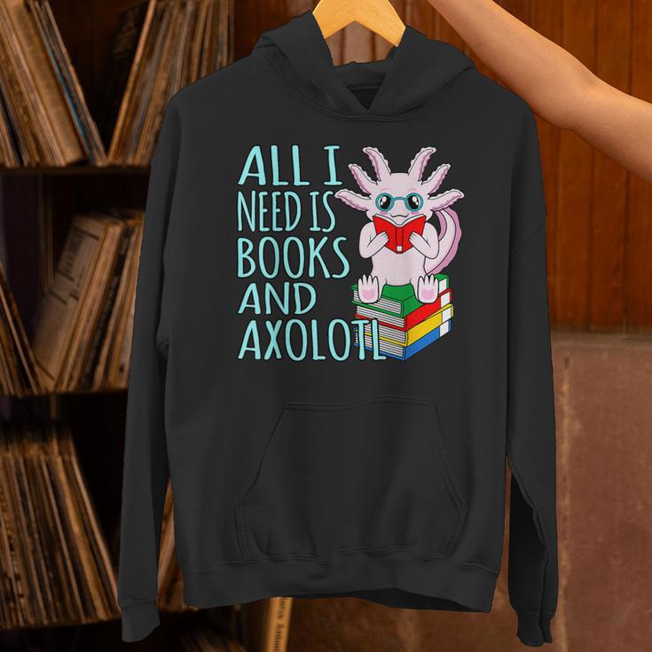 Books And Axolotl Kawaii Animal Axolotls Lover Owner Graphic Unisex Hoodie Books And Axolotl Kawaii Animal Axolotls Lover Owner Graphic Unisex Hoodie