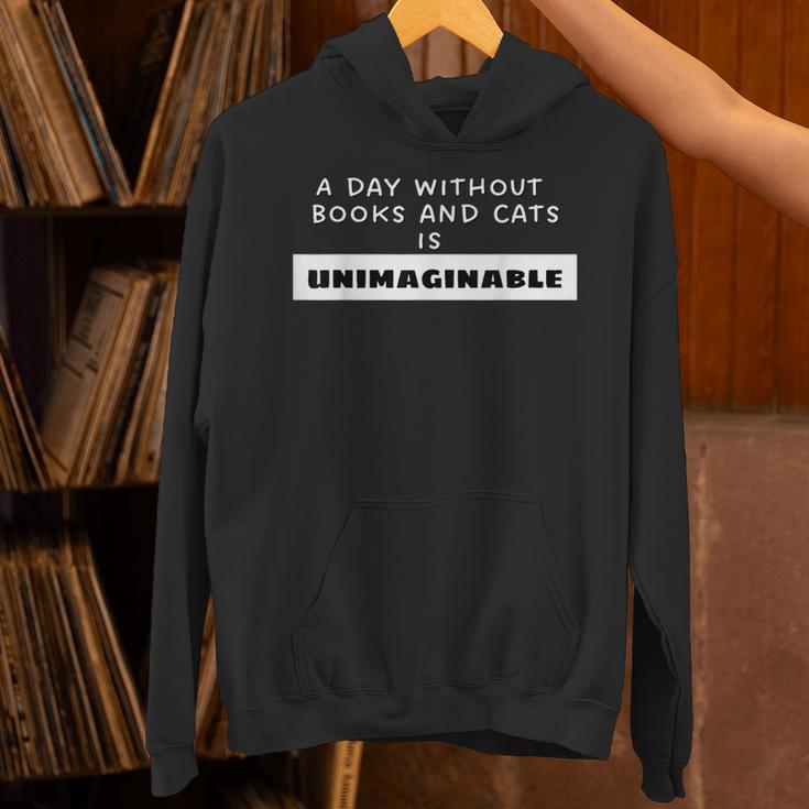 Books Cat Lover Day Without Books And Cats Is Unimaginable For Men Women Unisex Hoodie