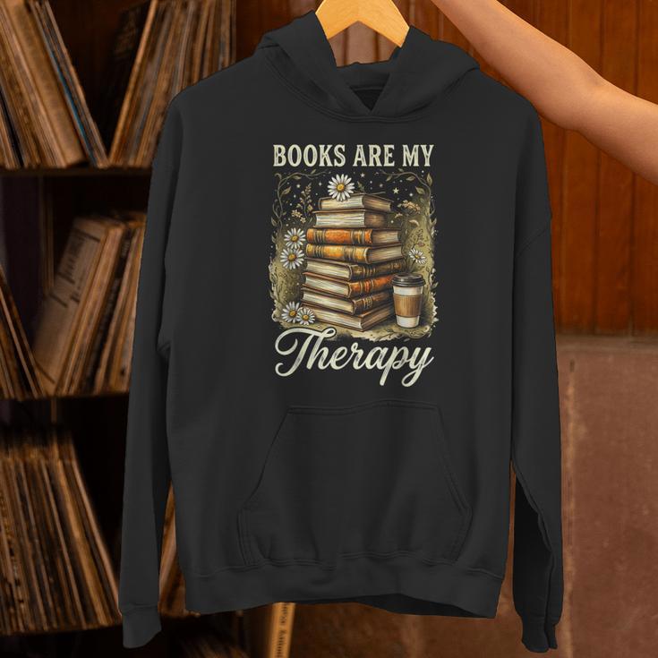 Books Are My Therapy Coffee Bookworm Retro Reading Unisex Hoodie Books Are My Therapy Coffee Bookworm Retro Reading Unisex Hoodie