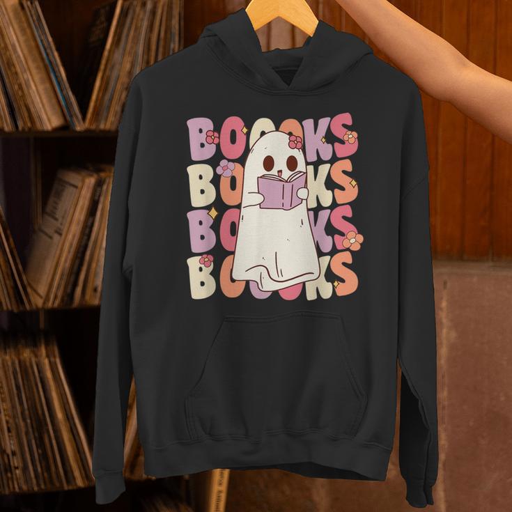 Boooks Halloween Ghost Pun Boo Books Groovy Ghost Unisex Hoodie