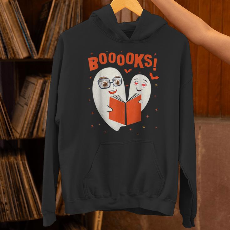 Booooks Boo Ghost Book Library Halloween Students Teachers Men Women Kids Unisex Hoodie