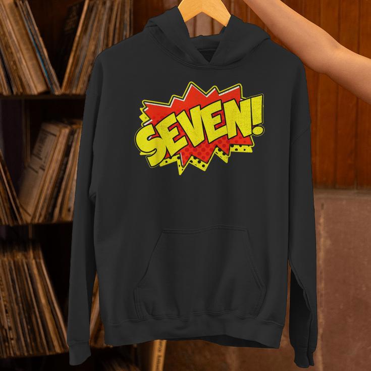 Boy Seven Superhero Comic Book Hero 7th Birthday Boy 7 Years Unisex Hoodie