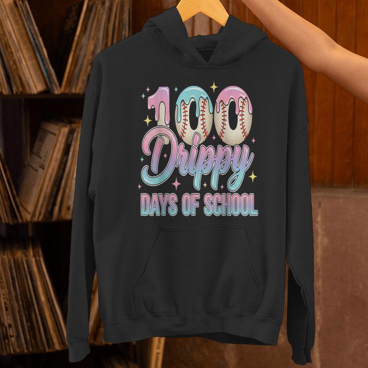 Boys Kids 100 Drippy Days Of School Baseball Drip Ice Cream Unisex Hoodie