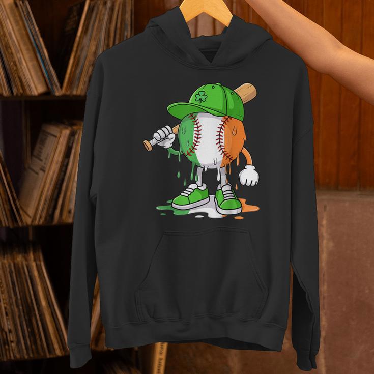 Boys St Patricks Day Kids Baseball Player Ice Cream Drip Unisex Hoodie