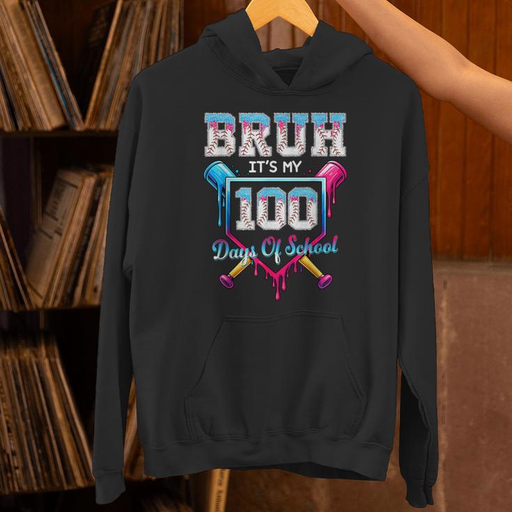 Bruh It's My 100 Days Of School Baseball Ice Cream Drip Boys Unisex Hoodie Bruh It's My 100 Days Of School Baseball Ice Cream Drip Boys Unisex Hoodie