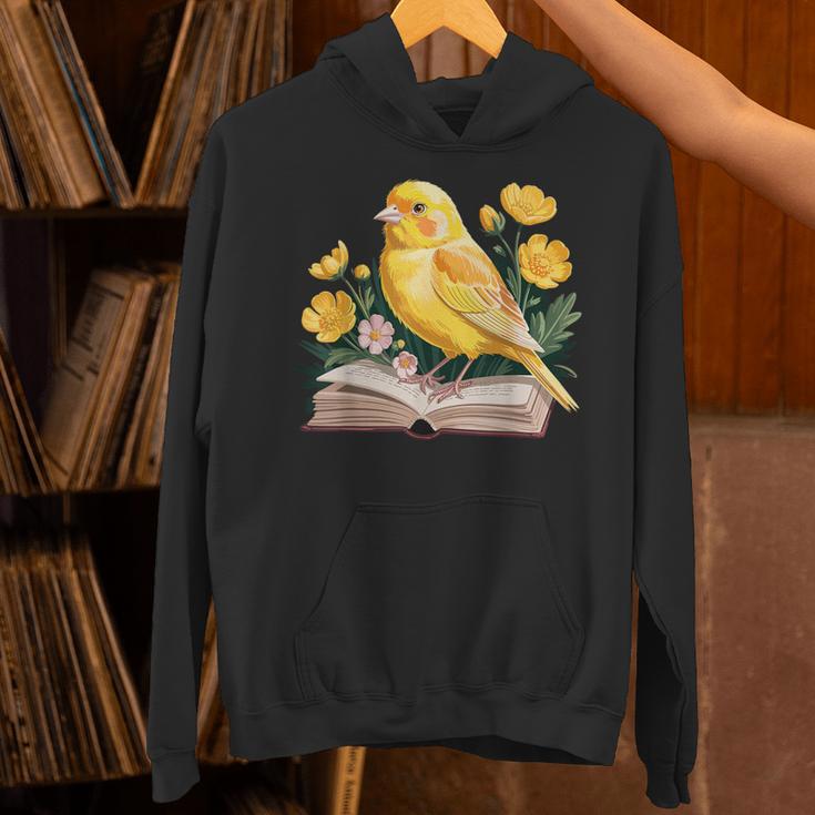Canary Bird Floral Book Yellow Bird Reading Bookish Teacher Unisex Hoodie