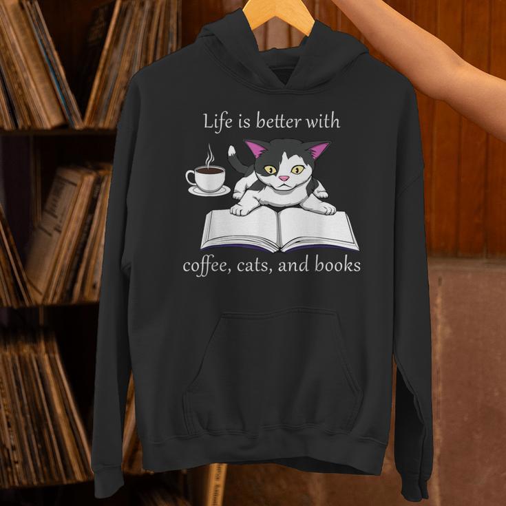 Cat Reads a Book Reading Coffee Unisex Hoodie Cat Reads a Book Reading Coffee Unisex Hoodie