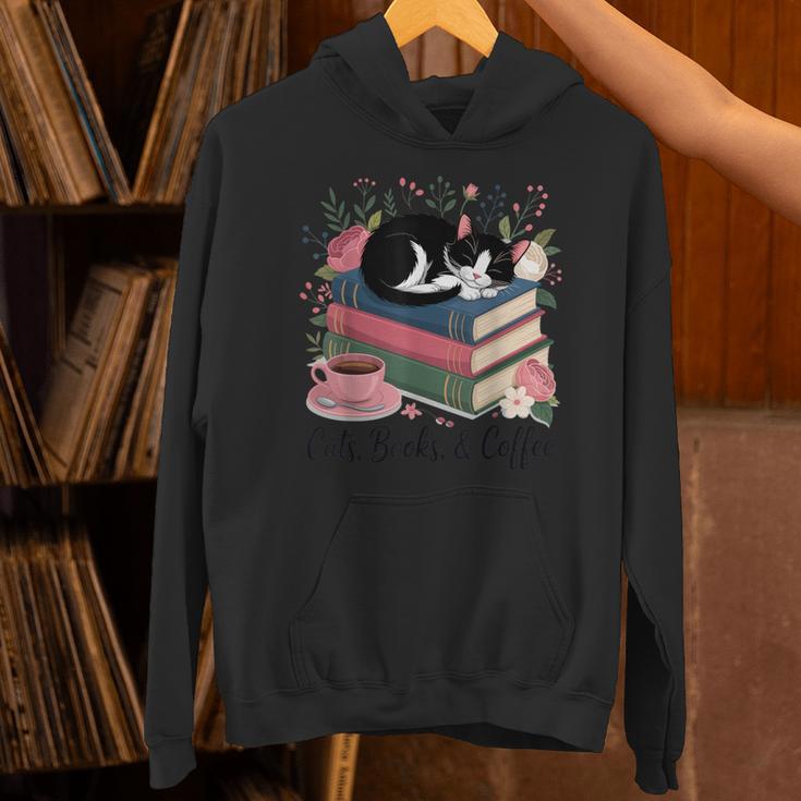 Cats Books & Coffee For Cat Lovers In Relaxed Weekend Unisex Hoodie Cats Books & Coffee For Cat Lovers In Relaxed Weekend Unisex Hoodie