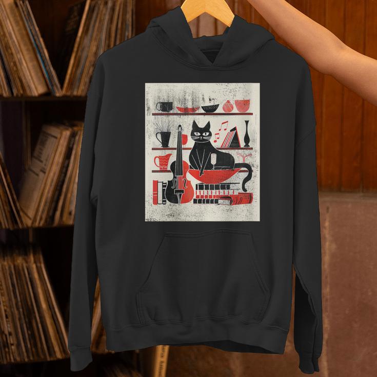 Cats Music Books Lover Essentials Red Retro Silkscreen Unisex Hoodie Cats Music Books Lover Essentials Red Retro Silkscreen Unisex Hoodie