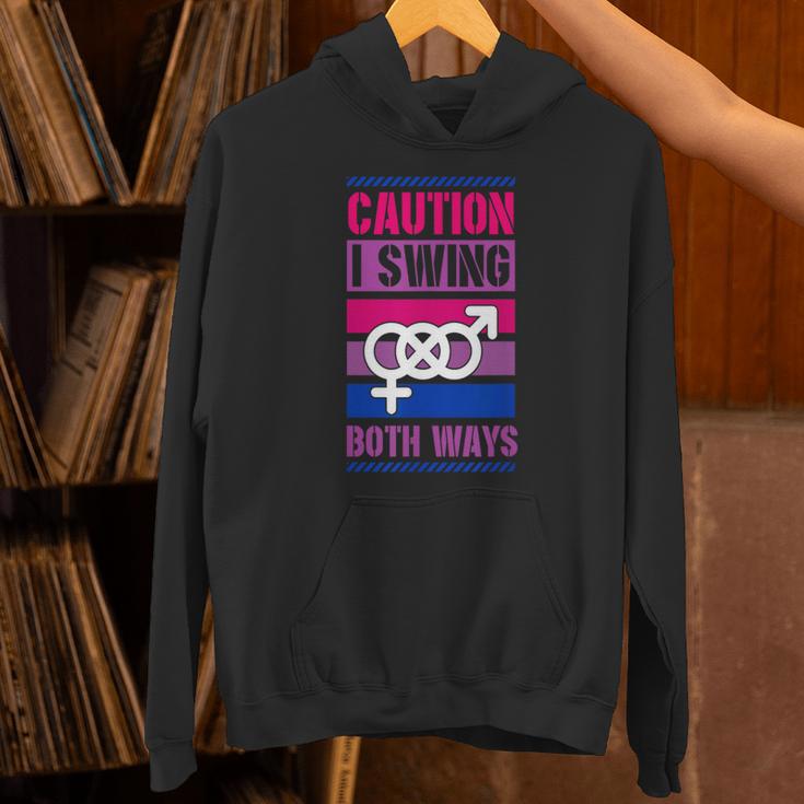Caution Iwing Both Ways バイセクシャル プライド ジョーク パーカー