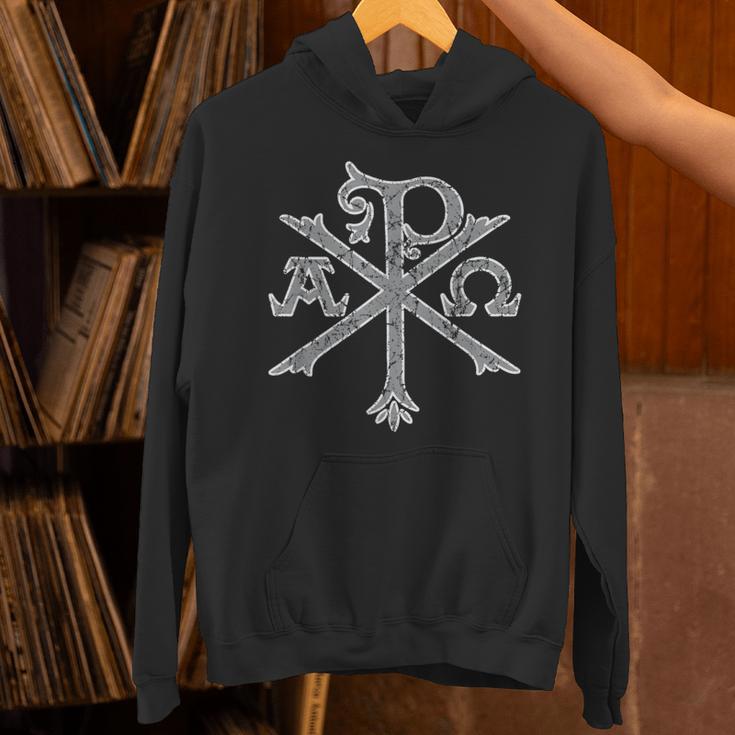 Chi Rho Christogram Alpha And Omegaアンティーク調 パーカー