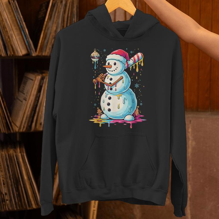 Christmas Baseball Snowman Drip For Boys Men Girls Women Unisex Hoodie