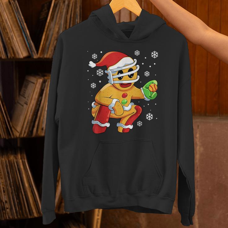 Christmas Gingerbread Man Baseball Player Catcher Unisex Hoodie Christmas Gingerbread Man Baseball Player Catcher Unisex Hoodie