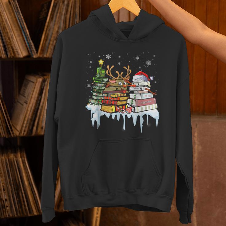 Christmas Tree Snowman Reindeer Book Stack Librarian Unisex Hoodie