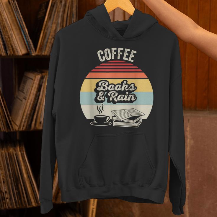 Coffee Books And Rain Reading Book Lover Retro Unisex Hoodie Coffee Books And Rain Reading Book Lover Retro Unisex Hoodie