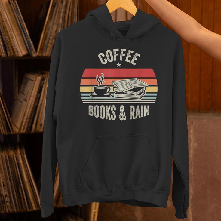 Coffee Books And Rain Retro Vintage Book Lover Reading Unisex Hoodie