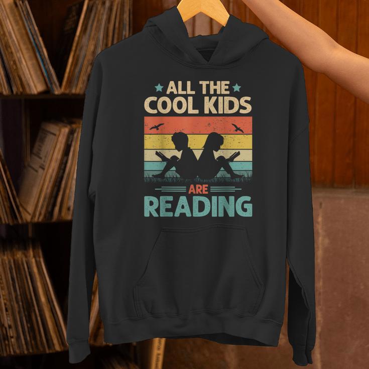 All The Cool Kids Are Reading Retro Book Lovers Reader Nerd Unisex Hoodie