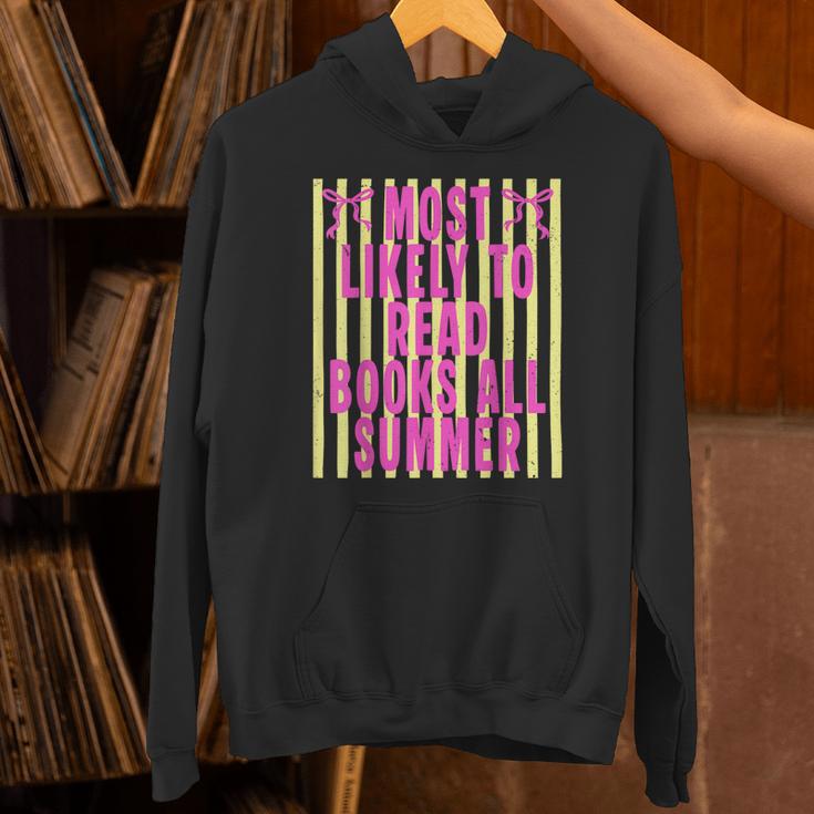 Coquette Striped Most Likely To Read Books All Summer Unisex Hoodie Coquette Striped Most Likely To Read Books All Summer Unisex Hoodie