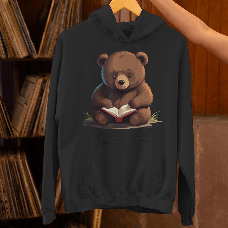 Cute Bear Is Reading a Book Reading Bear Unisex Hoodie
