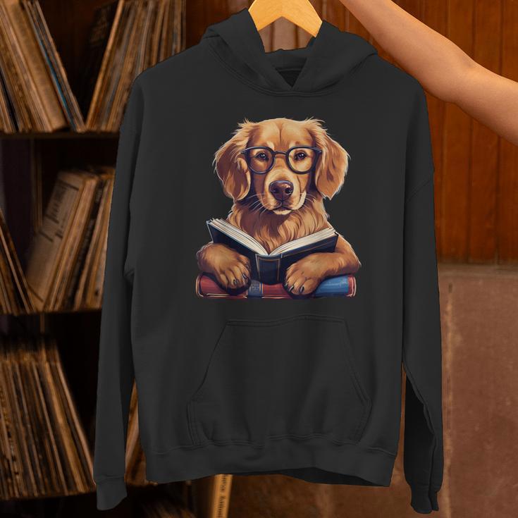 Cute Dog Golden Retriever Reading Book Unisex Hoodie