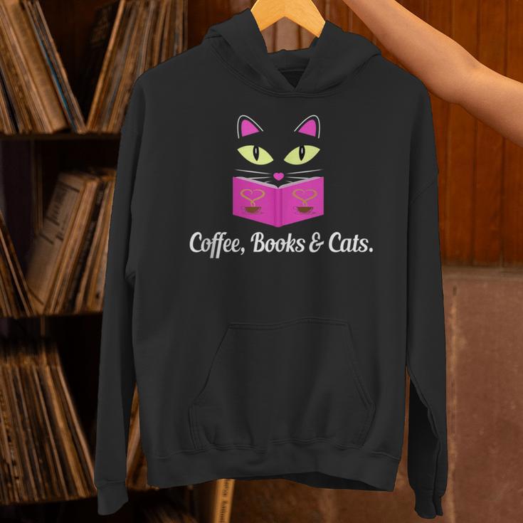 Cute Kitty Face Coffee Books & Cats Unisex Hoodie