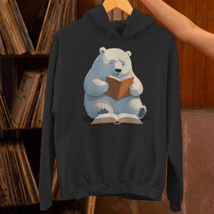 Cute Polar Bear Is Reading a Book Reading Polar Bear Unisex Hoodie