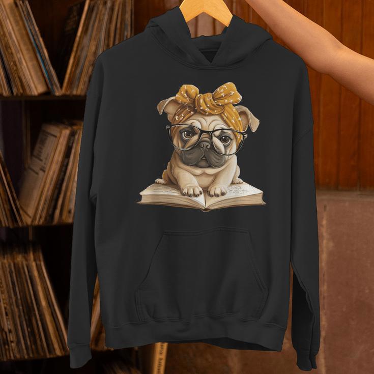 Cute Pug Reading Dog Book Lover Animal Graphic Baby Portrait Unisex Hoodie Cute Pug Reading Dog Book Lover Animal Graphic Baby Portrait Unisex Hoodie