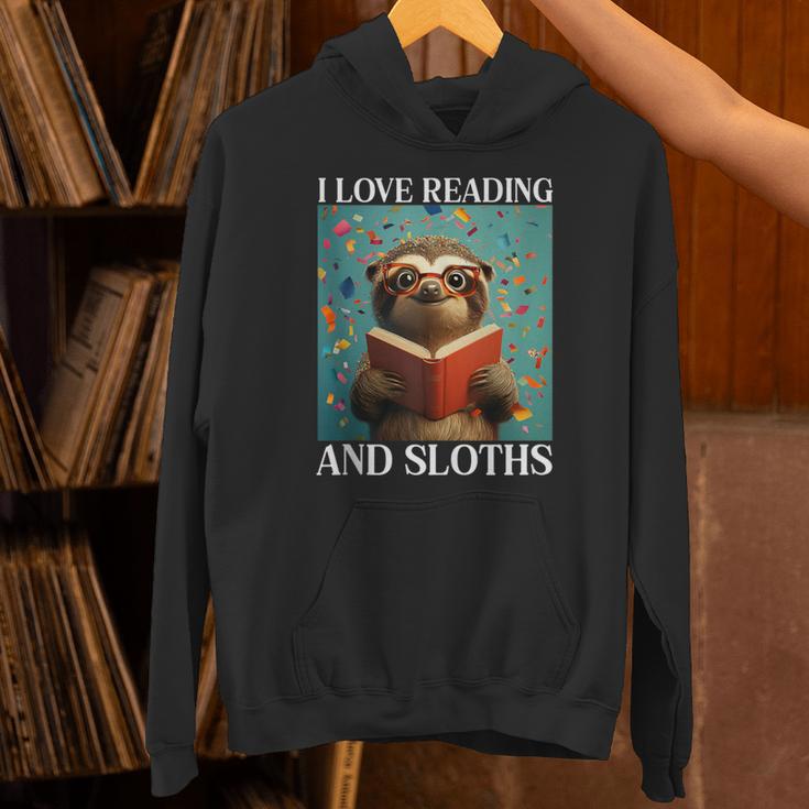 Cute Sloth Reading Book School Librarian Teacher Student Unisex Hoodie