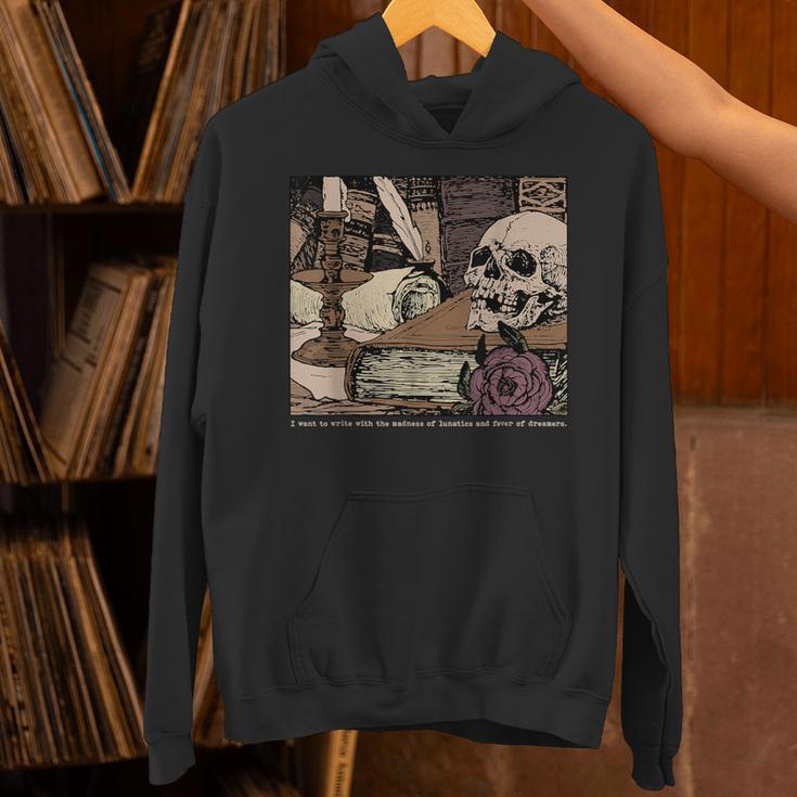 Dark Academia Aesthetic Skull Writer Authors Book Lover Unisex Hoodie Dark Academia Aesthetic Skull Writer Authors Book Lover Unisex Hoodie