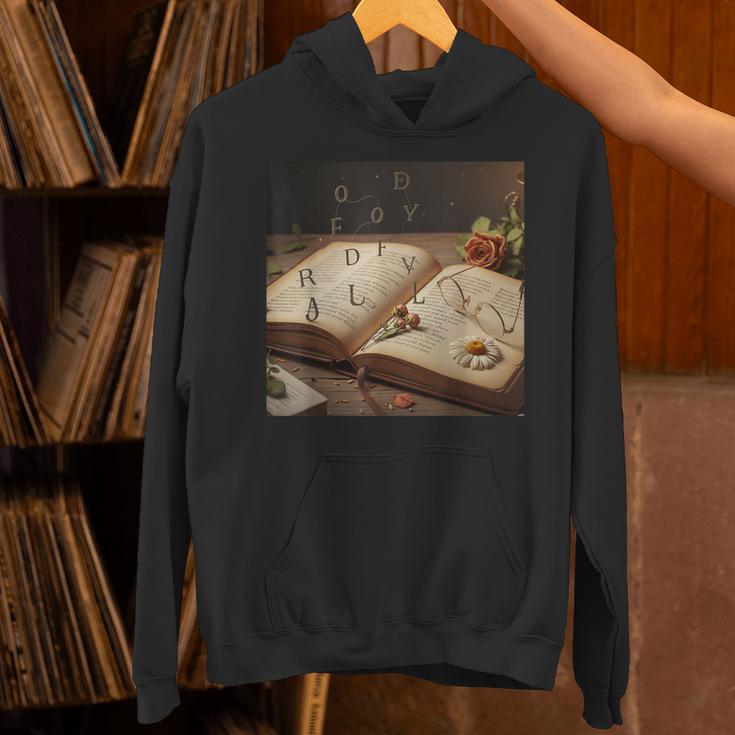 Dark Academia Vintage Book And Floating Letters Graphic Unisex Hoodie