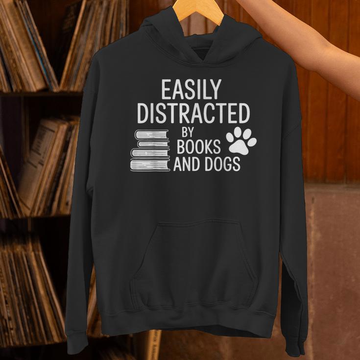 Dog Lovers Easily Distracted By Books And Dogs Bookworm Unisex Hoodie