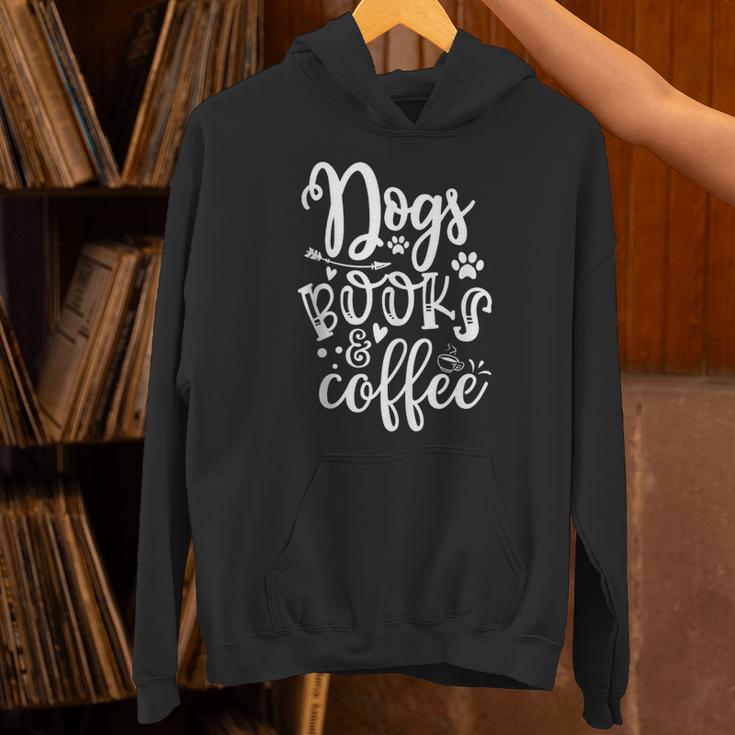 Dogs Books & Coffee Puppy Dog Coffee Book Lover Unisex Hoodie